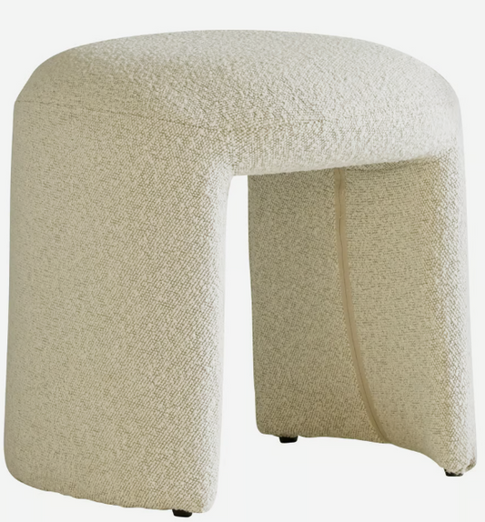 Hobb Stool Low stool with off-white boucle, 48x45x46cm