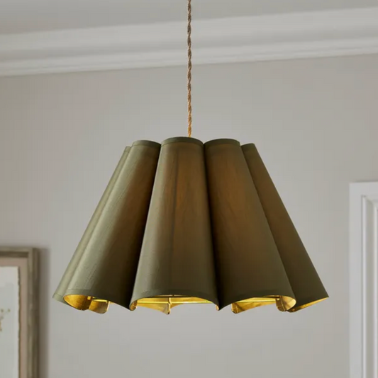 Petal Pleat Lamp Shade - Olive 40cm