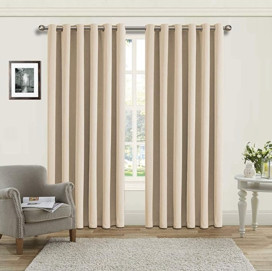 Aspire Homeware Blackout Curtains 90x90 - Cream Eyelet Curtains for Bedroom Window Treatments Thermal Insulated Super Soft Living Room Curtain with Matching Tiebacks 2 Panel