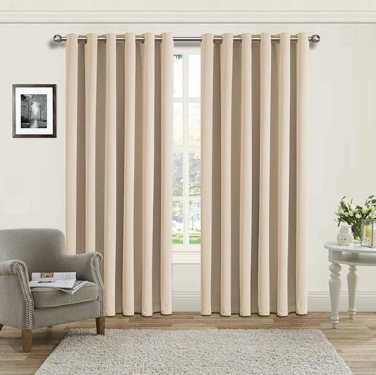 Aspire Homeware Blackout Curtains 90x90 - Cream Eyelet Curtains for Bedroom Window Treatments Thermal Insulated Super Soft Living Room Curtain with Matching Tiebacks 2 Panel