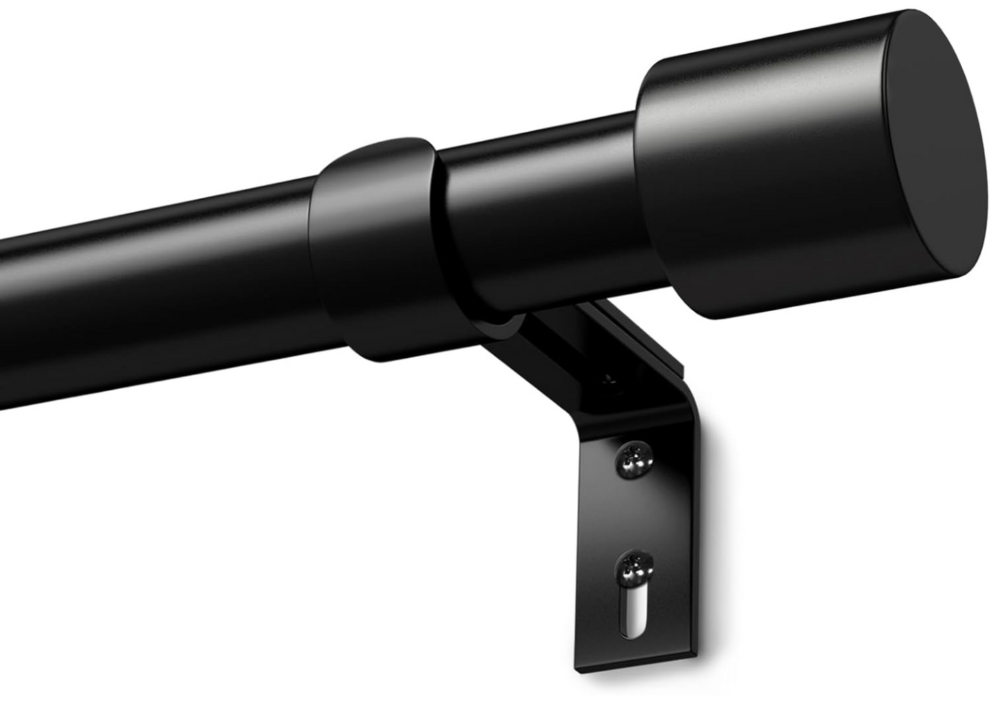 Black Curtain Poles for Eyelet Curtains Metal Extendable Curtain Rod Adjustable Voile Curtain Poles for Windows Door (Black, 76 to 305cm)