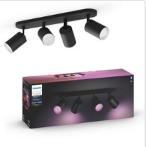 Philips HUE Fugato 4 Light Smart LED Semi Flush Spotlight Bar - BLACK