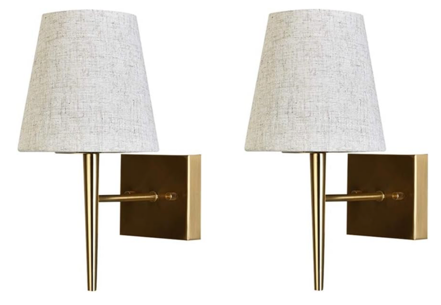 Kaj Hejmo Mid-Century Modern Wall Sconce with Beige Fabric Shade| 1-light Antique Gold Indoor Wall Lamp Fixture| Hallway Bathroom Vanity Light Sconces Wall Lighting (2-Pack)