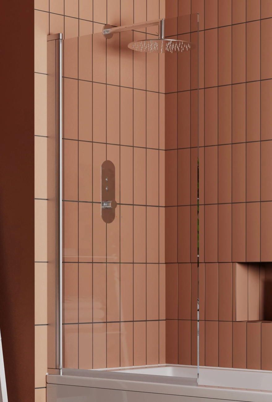 Vellamo Square Corner 6mm Glass Bath Screen - 1400 x 800mm