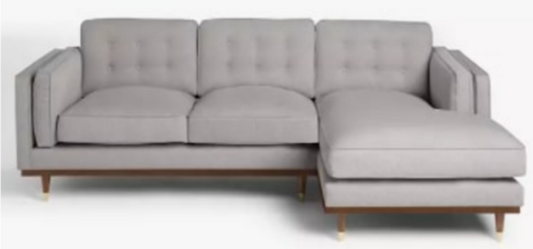 John Lewis & Partners 3 Seater Right Hand Chaise Lounge Sofa in Light Grey Fabric