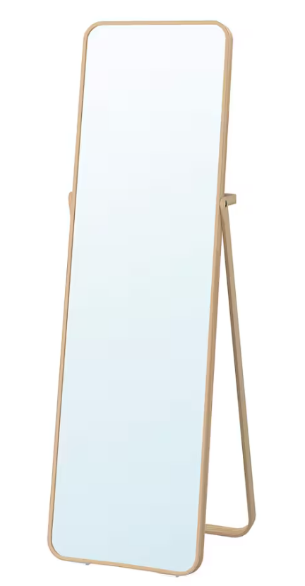 IKORNNES Standing mirror, ash, 52x167 cm