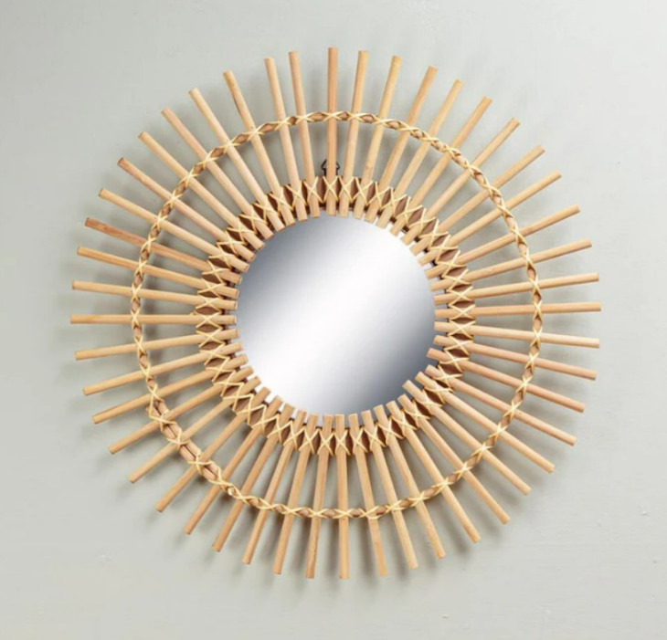 Sunburst Rattan Mirror