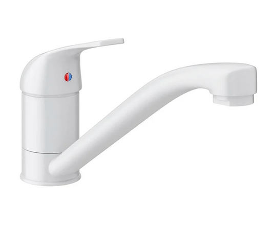Neptune White Single Lever Kitchen Sink Mixer Tap with Swivel Spout