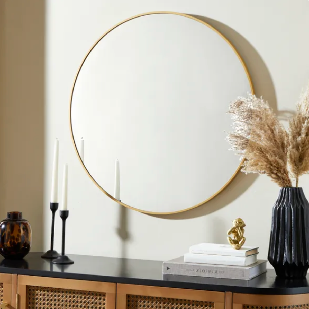 Essentials Round Wall Mirror, Gold 70cm