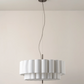 Folia - large scalloped natural linen pendant