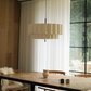 Folia - large scalloped natural linen pendant
