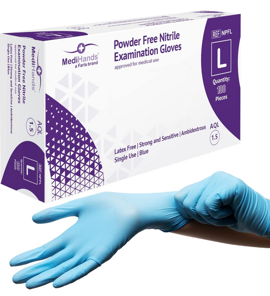 MediHands Nitrile Gloves, Pack of 100