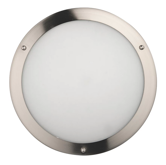 SAXBY ANCHORAGE LED BATHROOM CEILING LIGHT SATIN NICKEL 9W 650LM