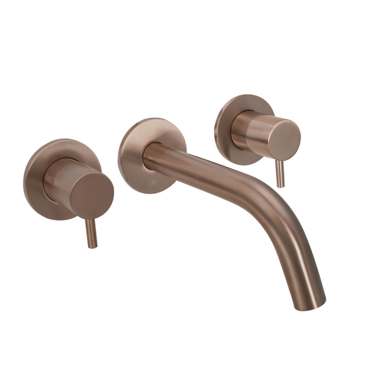 Just Taps Plus Vos 3 Hole Wall Mounted Basin Mixer Tap – Brushed Bronze