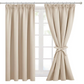 Hiasan Beige Bedroom Curtains Blackout Curtains Pencil Peat Curtains for Living Room Thermal Curtains 46 x 54 Inch 2 Panels with Tiebacks