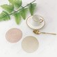 LAIYOHO 6 Pieces Coasters PVC Insulation Pads Mats Hollowed-Out Round Coasters for Home and Kitchen Resistant Use(Gold)
