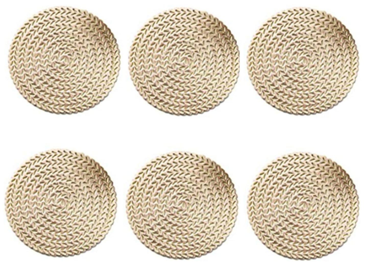 LAIYOHO 6 Pieces Coasters PVC Insulation Pads Mats Hollowed-Out Round Coasters for Home and Kitchen Resistant Use(Gold)
