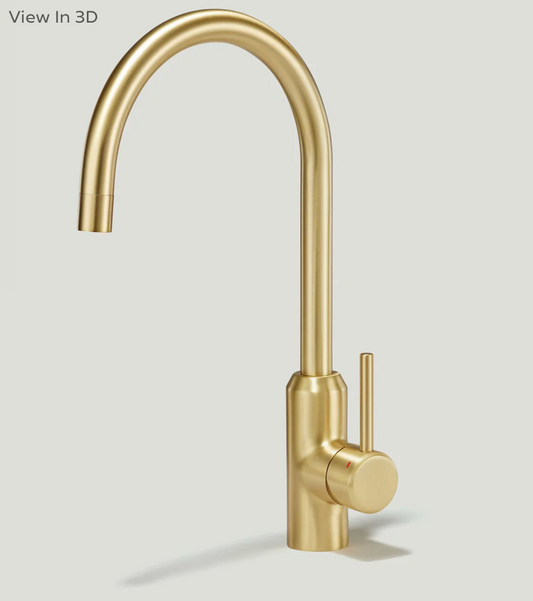 PORTMAN Smooth Kitchen Mixer Tap - Brass