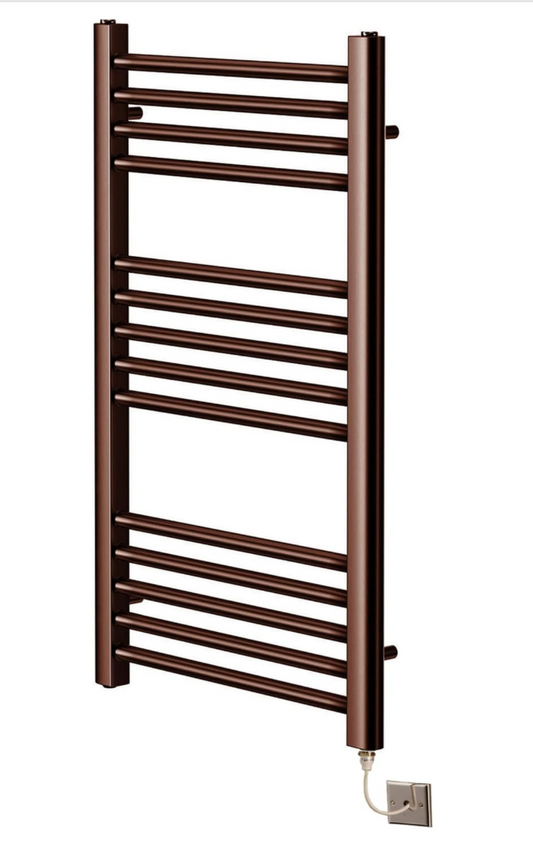 Greened House Brushed Bronze Electric Straight Heated Towel Rail Flat Towel Radiator (400mm W x 800mm H)