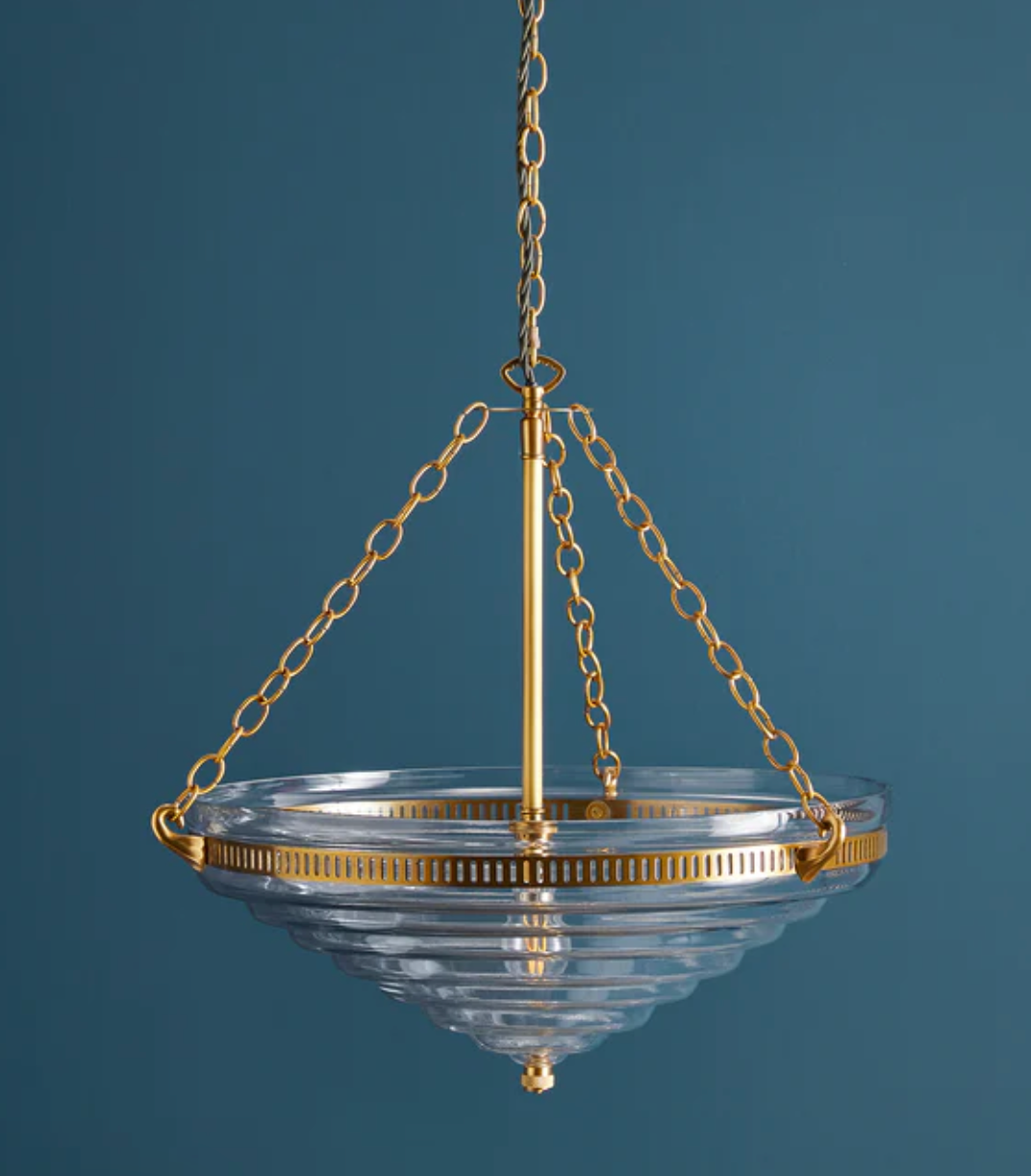 Archie Stepped Glass Pendant with Brass Fittings