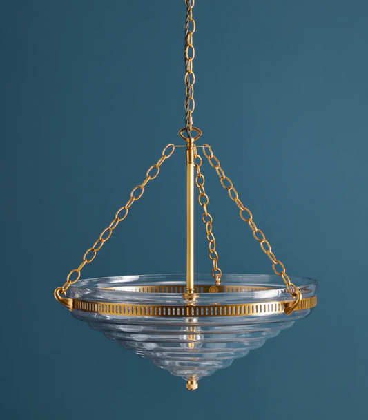 Archie Stepped Glass Pendant with Brass Fittings