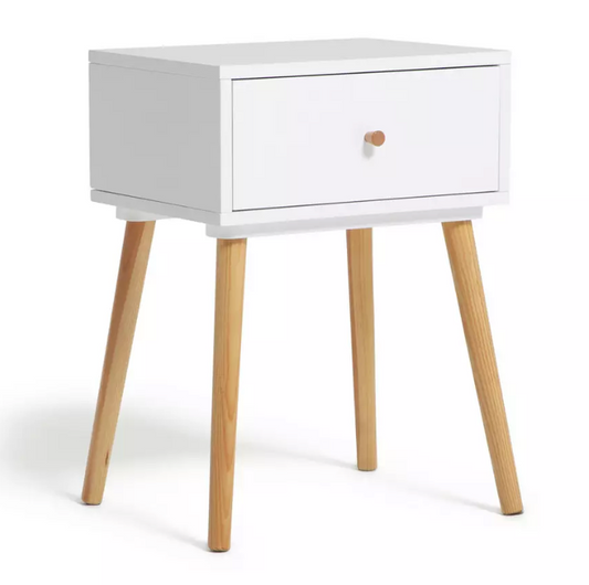 Habitat Otto 1 Drawer Bedside Table - White