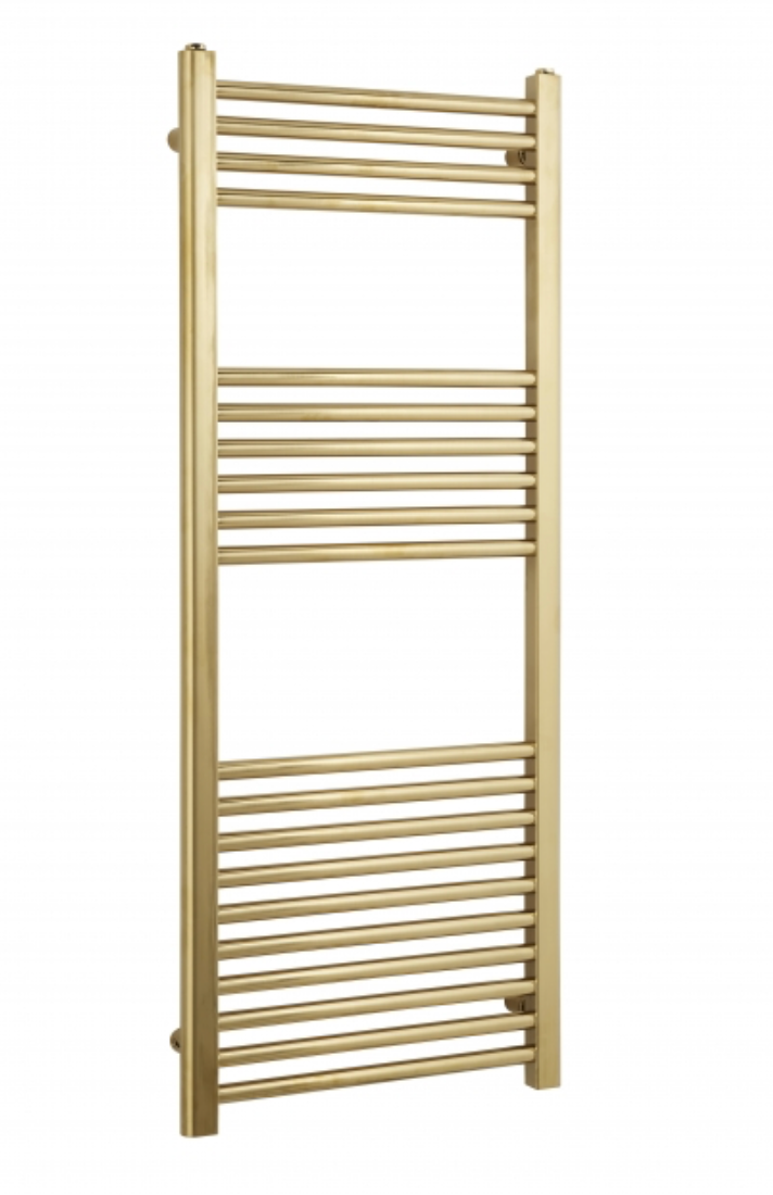 Prestige K-Rail Straight Heated Towel Rail 1200mm H x 500mm W - Brushed Brass