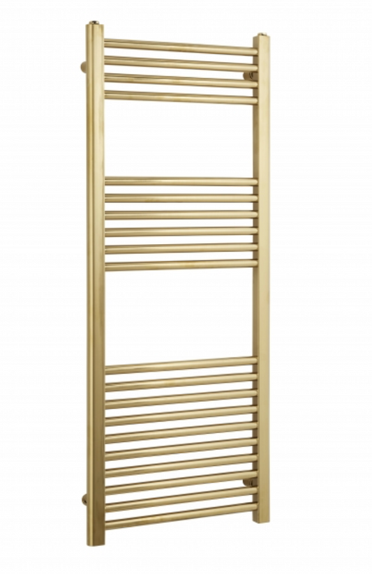 Prestige K-Rail Straight Heated Towel Rail 1200mm H x 500mm W - Brushed Brass