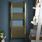 Prestige K-Rail Straight Heated Towel Rail 1200mm H x 500mm W - Brushed Brass