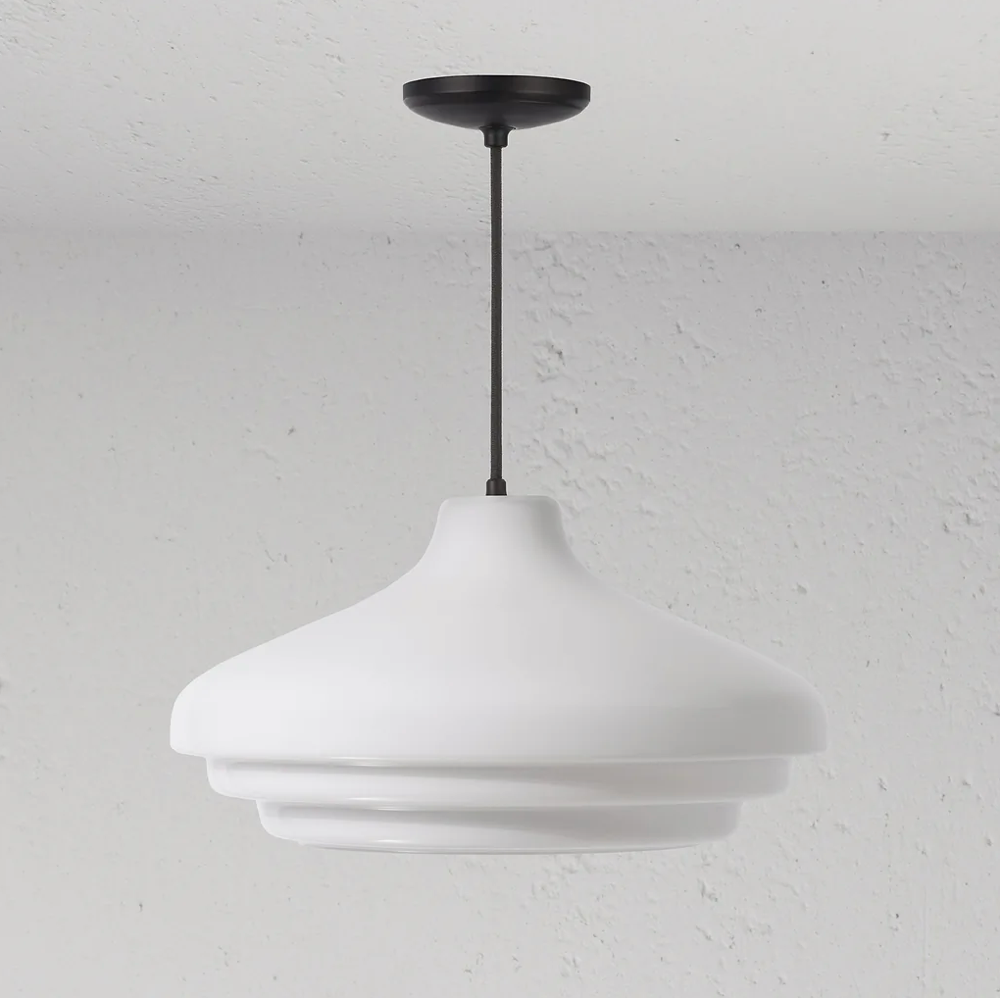Brookfield Large Pendant Light Opal Glass - Bronze