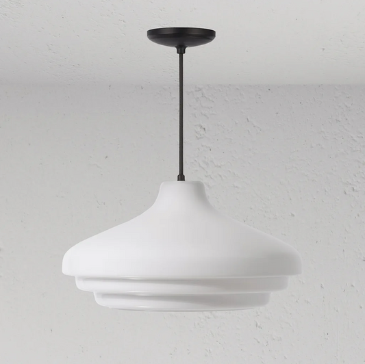 Brookfield Large Pendant Light Opal Glass - Bronze