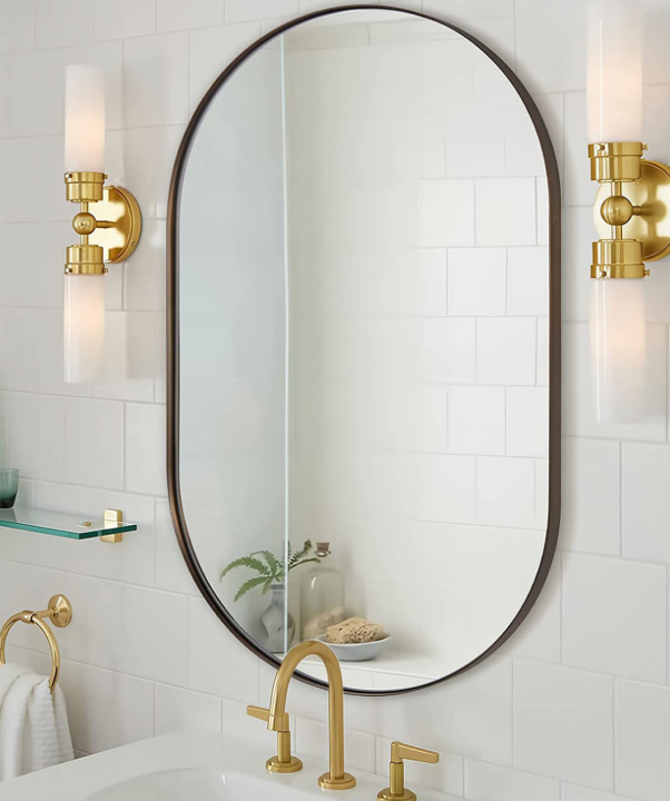 Oval Metal Wall Mirror - Black