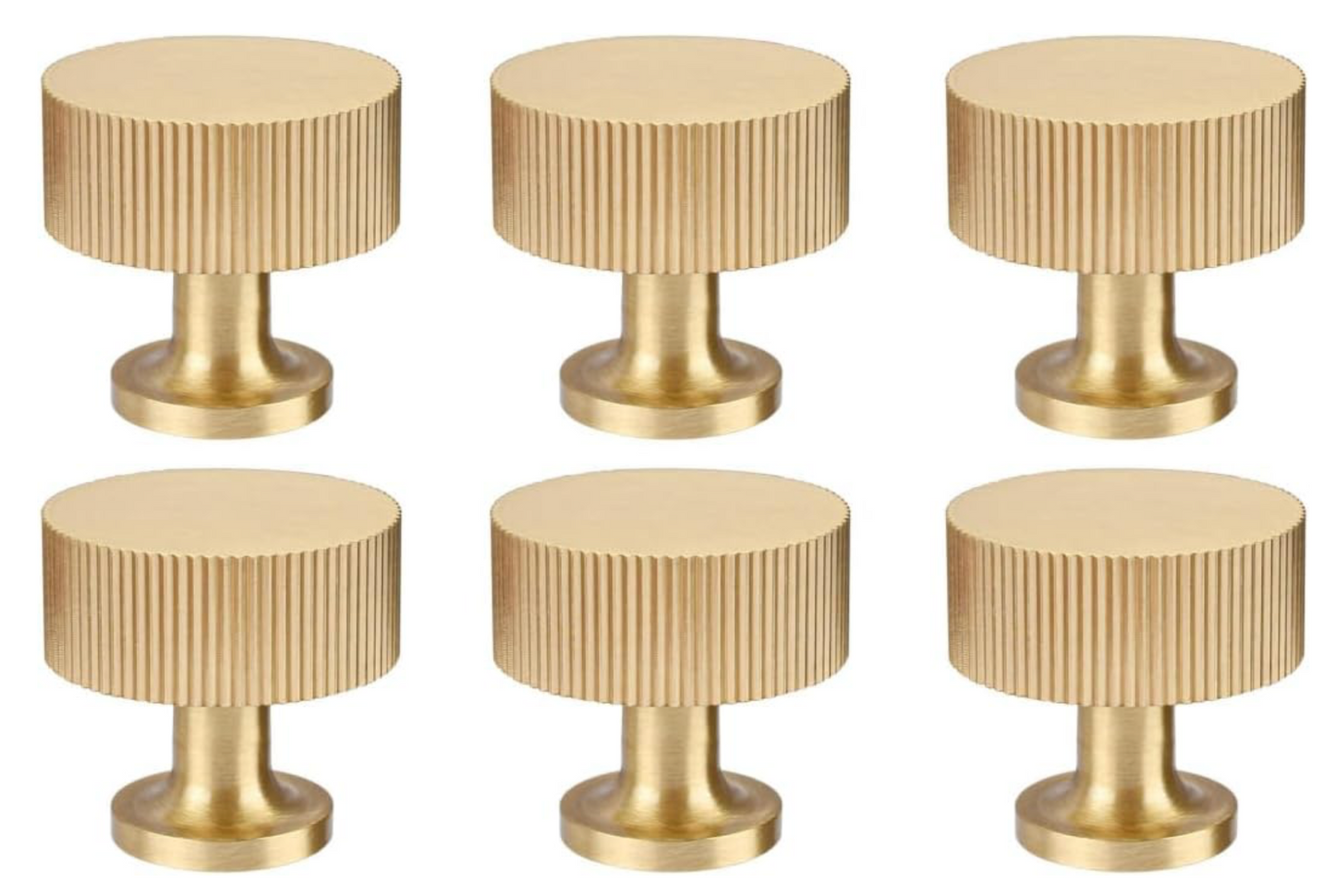 6pcs Solid Brass Cabinet Knobs (1"x1"/25mmx25mm) Brushed Brass