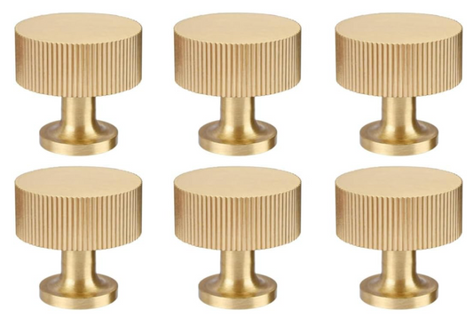 6pcs Solid Brass Cabinet Knobs (1"x1"/25mmx25mm) Brushed Brass