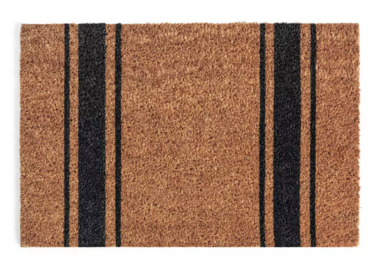Habitat Stripe Black & Brown Cut Pile Doormat - 60x40cm
