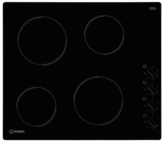 Indesit Built In Ceramic Hob in Black