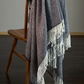 Black/White Herringbone Cosy Throw - 130x150