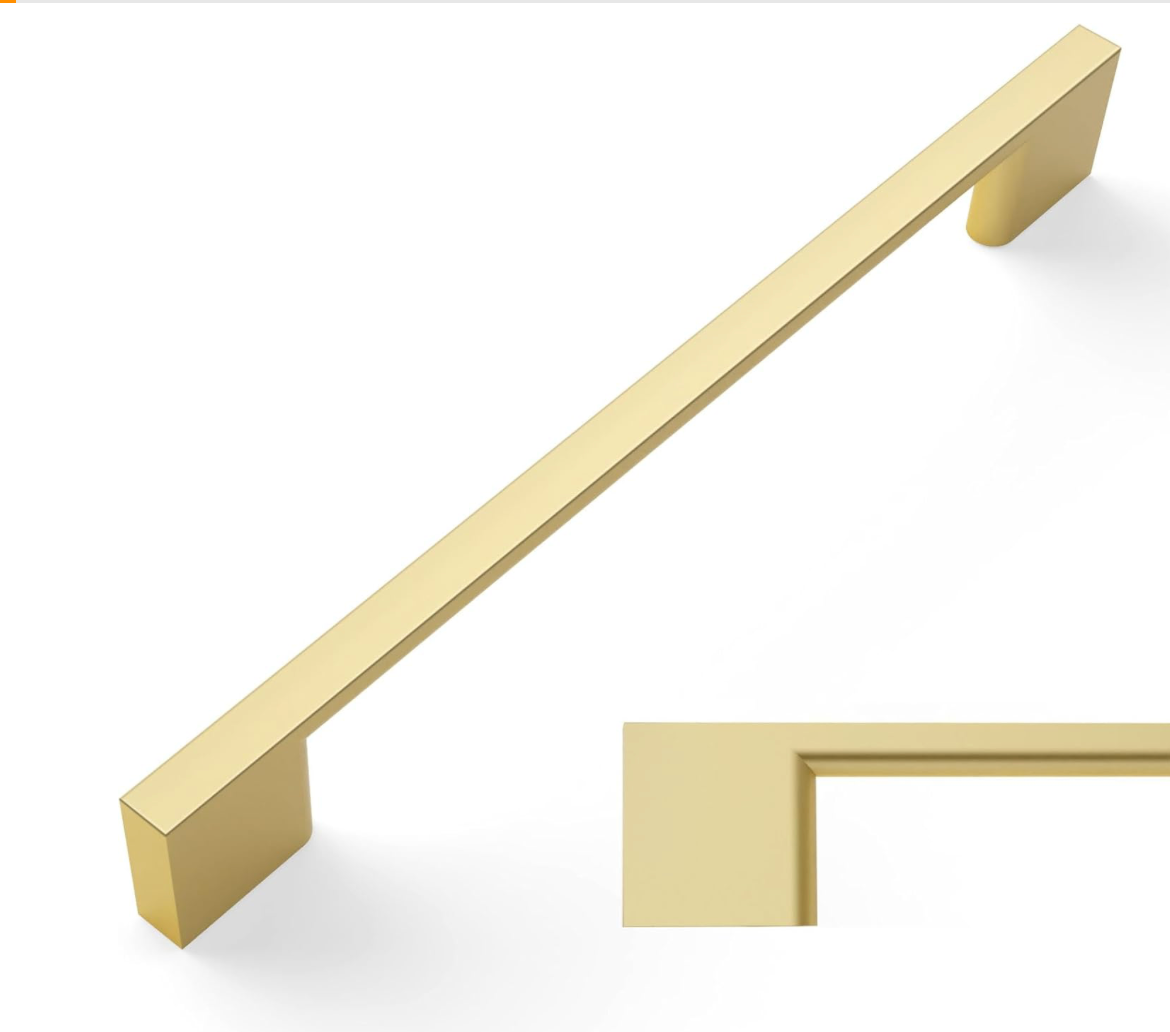 Amerdeco 10 Pack Brushed Gold Cabinet Pulls 6.3 Inch(160MM) Hole Centers Kitchen Cabinet Handles Cabinet Hardware Kitchen Handles for Cabinets Cupboard Handles Drawer Pulls AM008