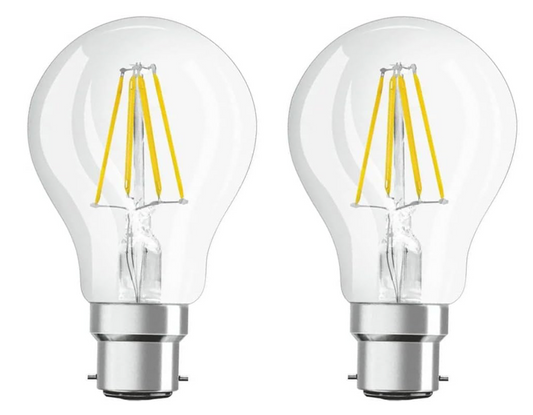 LED Filament Classic 7W = 60W BC/B22 GLS Light Bulb - Clear - Warm White 2700K - Dimmable (Pack of 2)