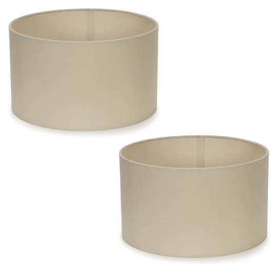 MiniSun | Small Modern Natural Fabric Drum Light Shades - Set of 2