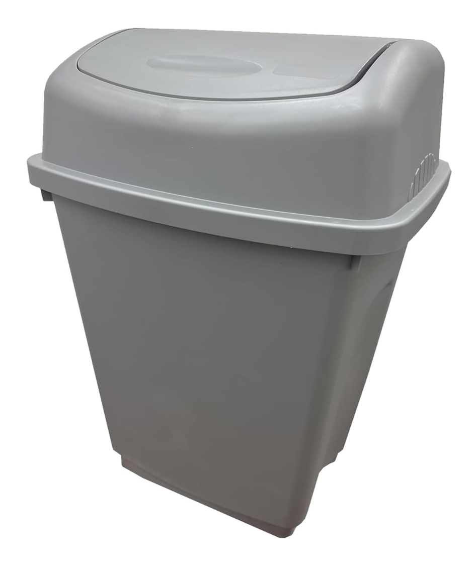Rubbish Bin with Lid 25L, Silver