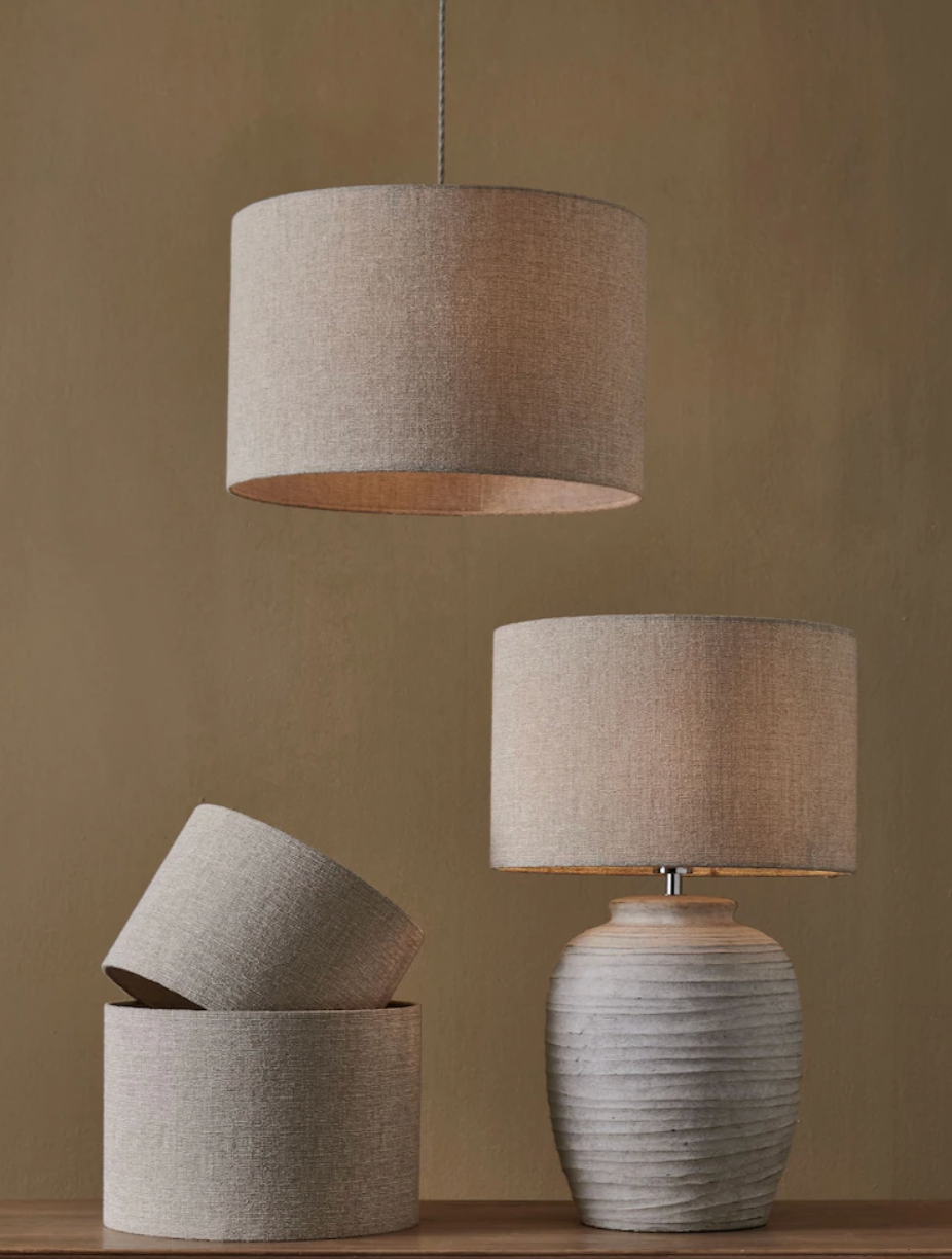 Neutral Tweedy Plain Easy Fit Shade Ceiling Light, 40cm