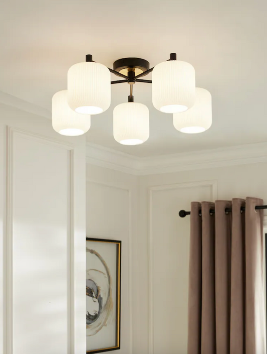 Black Ryker 5 Light Flush Ceiling Light Fitting