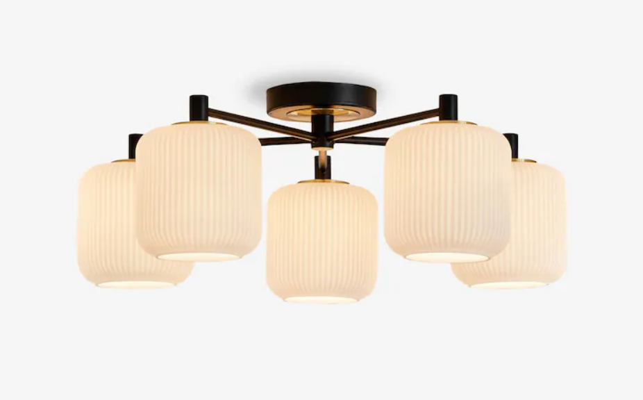 Black Ryker 5 Light Flush Ceiling Light Fitting