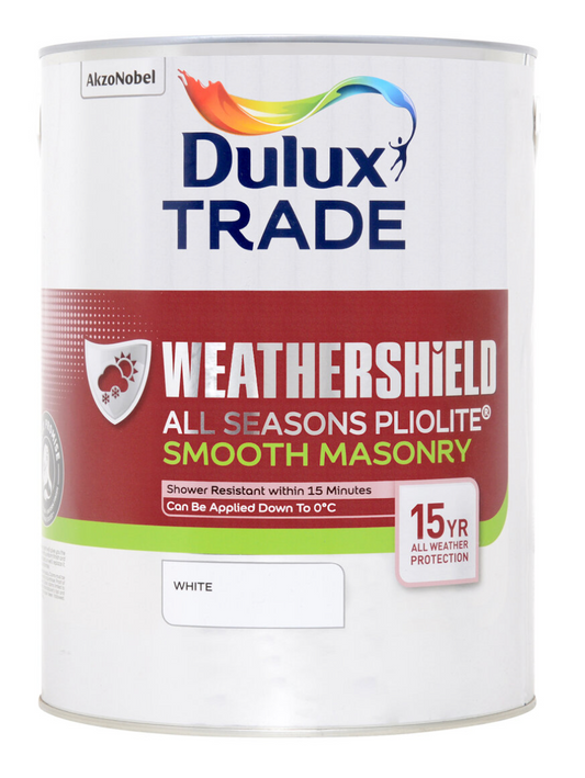 5L Dulux Trade All Seasons Pliolite Smooth Masonry White