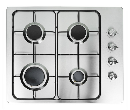 electriQ 60cm 4 Burner Gas Hob - Stainless Steel