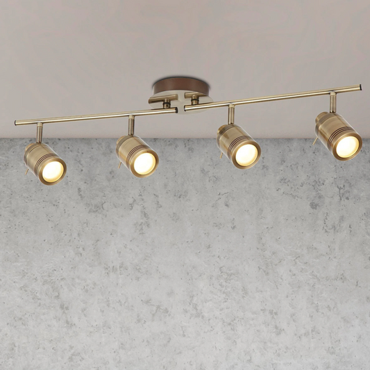Searchlight Brass Titan 4 Light Antique Brass Split Bar Spotlight
