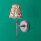 Single Chukka Wall Fitting in Bronze with 16cm empire shade in teal and brown Small Ikat Spot linen by GP & J Baker