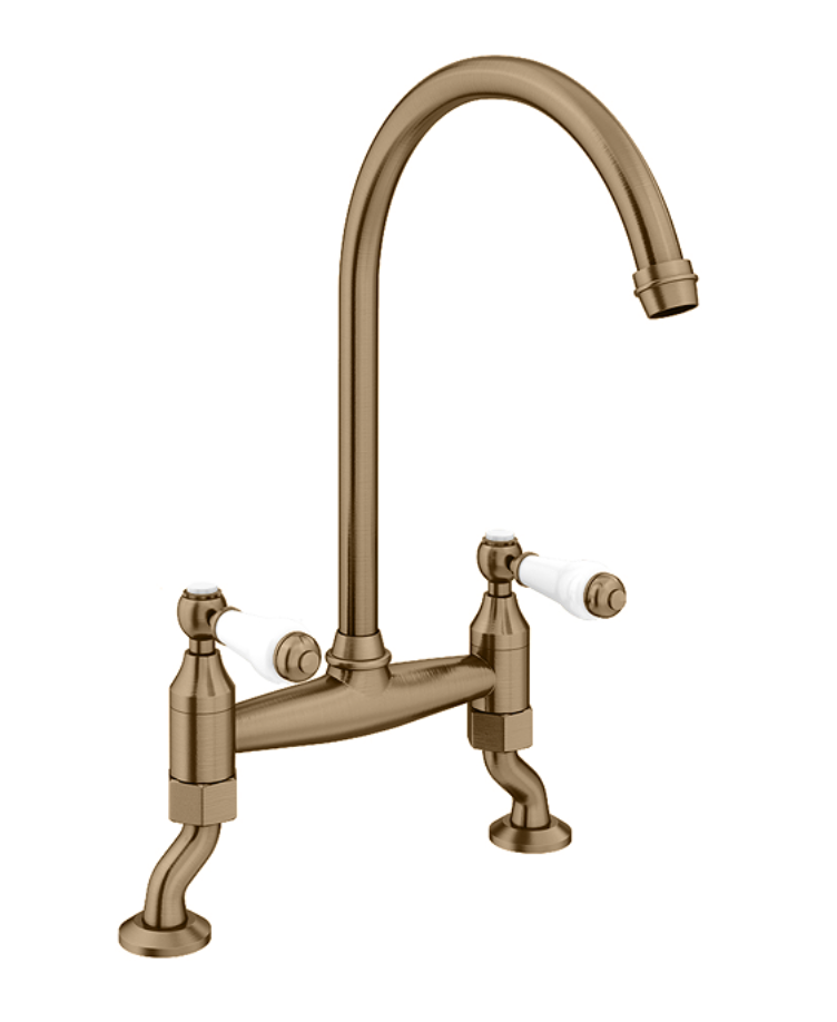 Chatsworth Antique Brass Traditional Bridge Lever Kitchen Tap