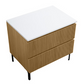 Osaka Slatted Oak 800mm 2-Drawer Countertop Vanity Unit with White Stone Worktop